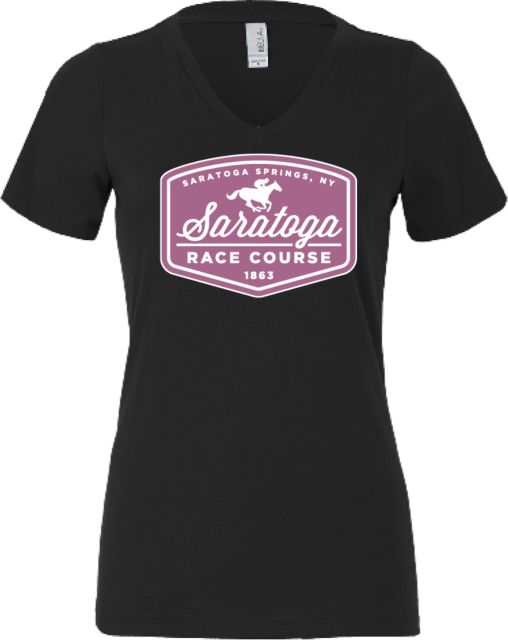 NYRA Bella + Canvas Womens V Neck Cotton T Shirt Saratoga - Race Course Badge