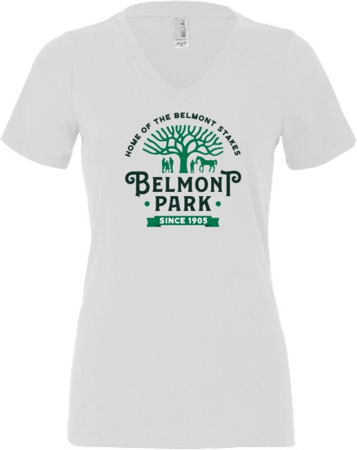 NYRA Bella + Canvas Womens V Neck Cotton T Shirt Belmont Park Tree