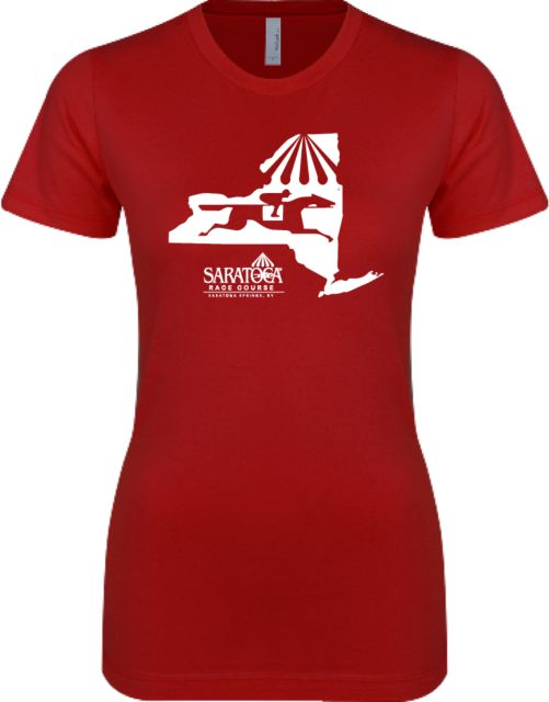 NYRA Next Level Womens Cardinal Boyfriend Tee Saratoga- NY State Race Course