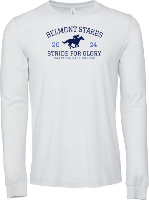 2024 Belmont Stakes Bella + Canvas White Jersey Cotton Long Sleeve T Shirt