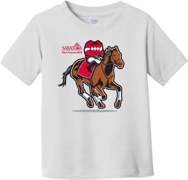 Saratoga Race Course 2024 Jockey Bobble Head&nbsp; Toddler White T Shirt