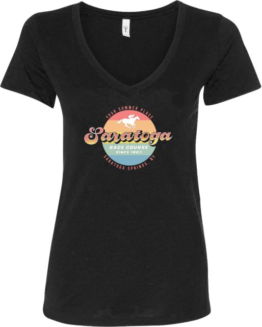 Saratoga Next Level Womens Black Suede V Neck Tee