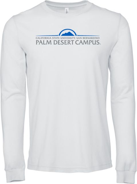Cal State San Bernardino Bella + Canvas Jersey Cotton Long Sleeve T Shirt Cal State University San Bernardino Palm Desert Campus Institutional Stacked - ONLINE ONLY