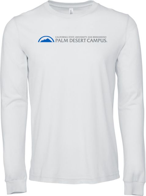 Cal State San Bernardino Bella + Canvas Jersey Cotton Long Sleeve T Shirt Cal State University San Bernardino Palm Desert Campus Institutional Horizontal - ONLINE ONLY