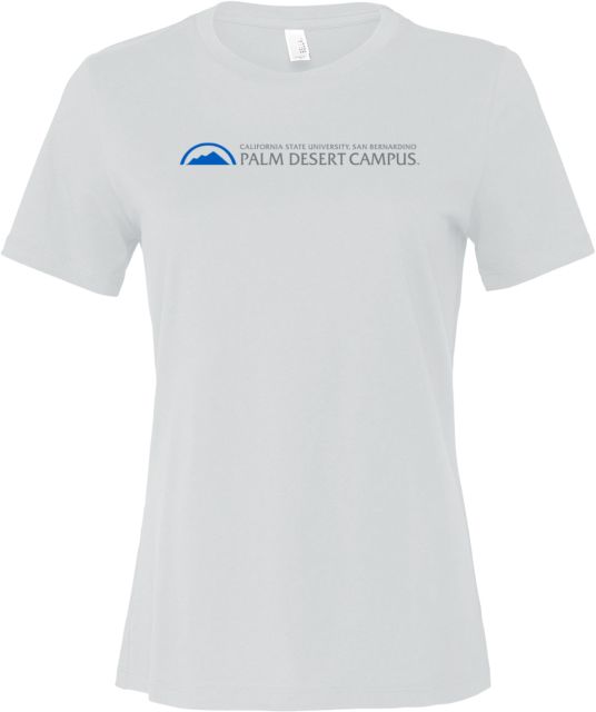 Cal State San Bernardino Bella + Canvas Womens Relaxed Cotton T Shirt Cal State University San Bernardino Palm Desert Campus Institutional Horizontal - ONLINE ONLY
