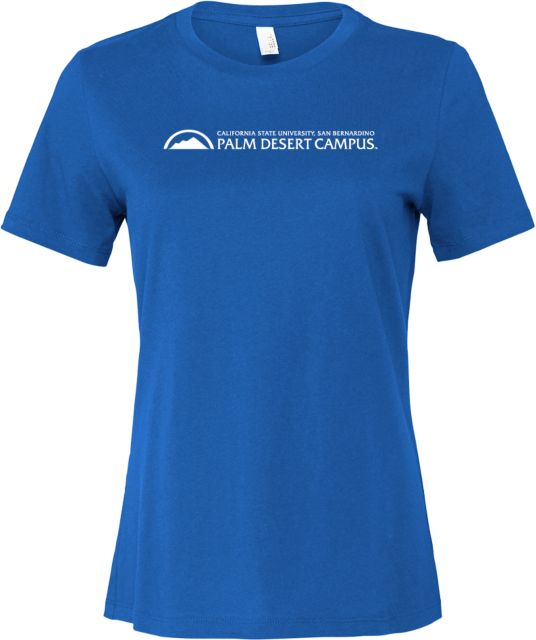Cal State San Bernardino Bella + Canvas Womens Relaxed Cotton T Shirt Cal State University San Bernardino Palm Desert Campus Institutional Horizontal - ONLINE ONLY