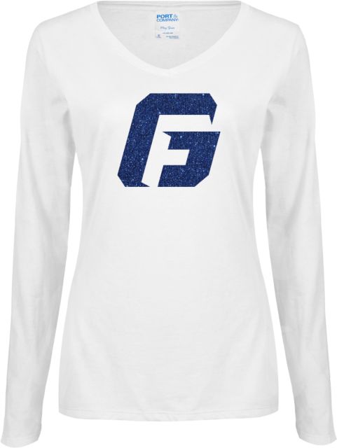 George Fox Ladies Long Sleeve V Neck Tee G Dark Glitter - ONLINE ONLY