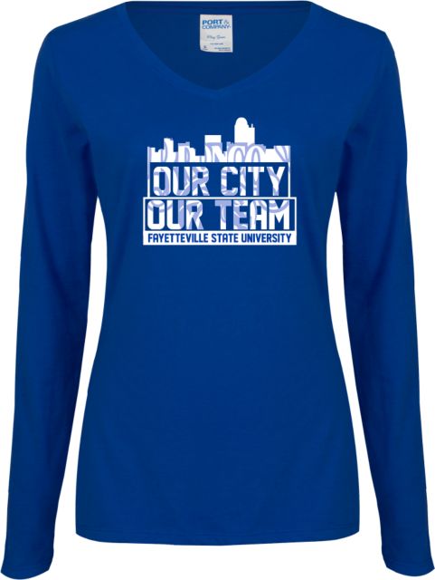 Fayetteville Ladies Long Sleeve V Neck Tee Our City Our Team - ONLINE ONLY