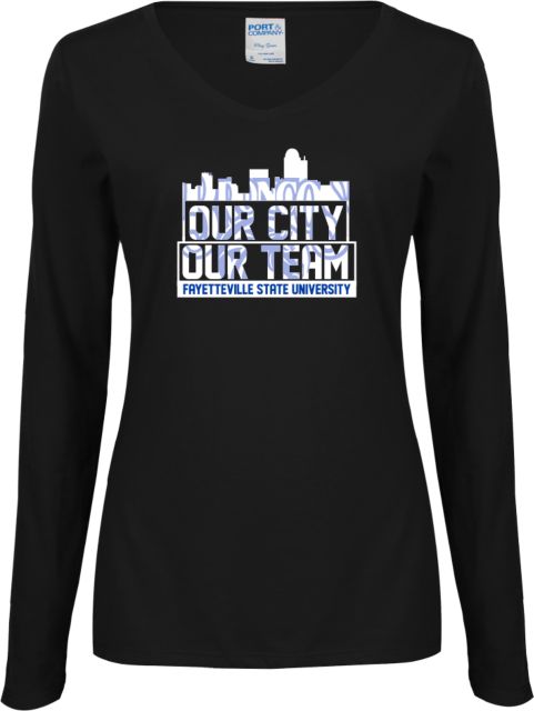 Fayetteville Ladies Long Sleeve V Neck Tee Our City Our Team - ONLINE ONLY