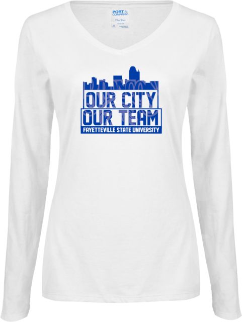 Fayetteville Ladies Long Sleeve V Neck Tee Our City Our Team - ONLINE ONLY