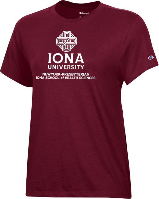 Iona Champion Womens Core Short Sleeve Tee Iona School of Health Sciences Stacked - ONLINE ONLY