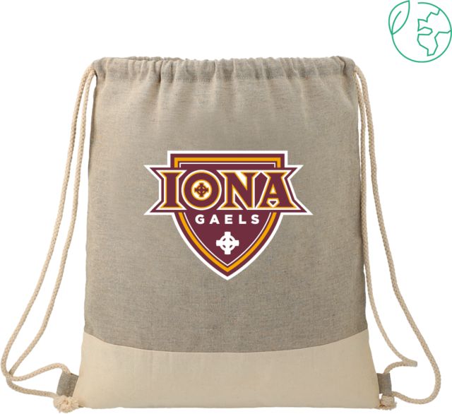 Iona Split Recycled Cotton Grey/Natural Drawstring Bag Athletic Mark - ONLINE ONLY