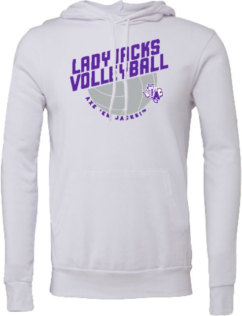 Stephen F Austin Bella + Canvas Fleece Hood SFA Ladyjacks Slanted Volleyball - ONLINE ONLY