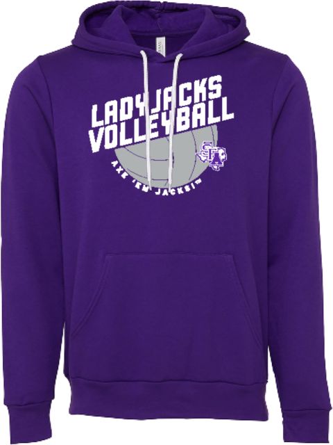 Stephen F Austin Bella + Canvas Fleece Hood SFA Ladyjacks Slanted Volleyball - ONLINE ONLY