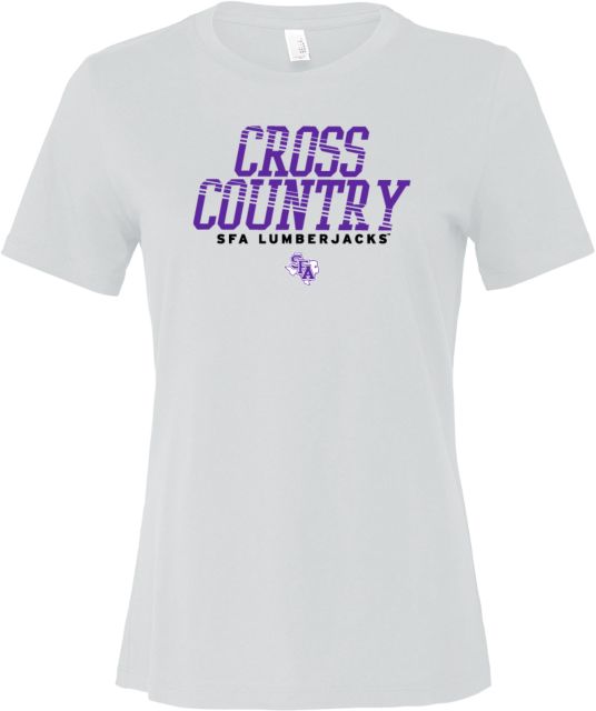 Stephen F Austin Bella + Canvas Womens Relaxed Cotton T Shirt SFA Lumberjacks Cross Country Rays - ONLINE ONLY