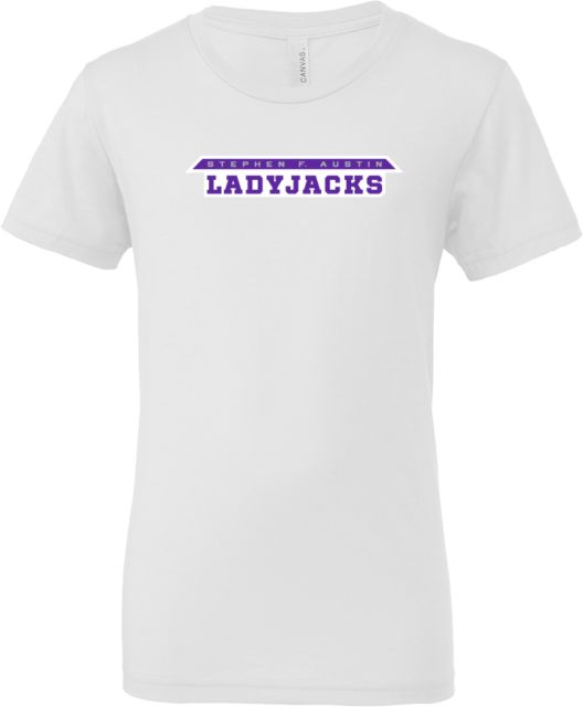 Stephen F Austin Bella + Canvas Youth Jersey T Shirt SFA Ladyjacks Athletics Word Mark - ONLINE ONLY