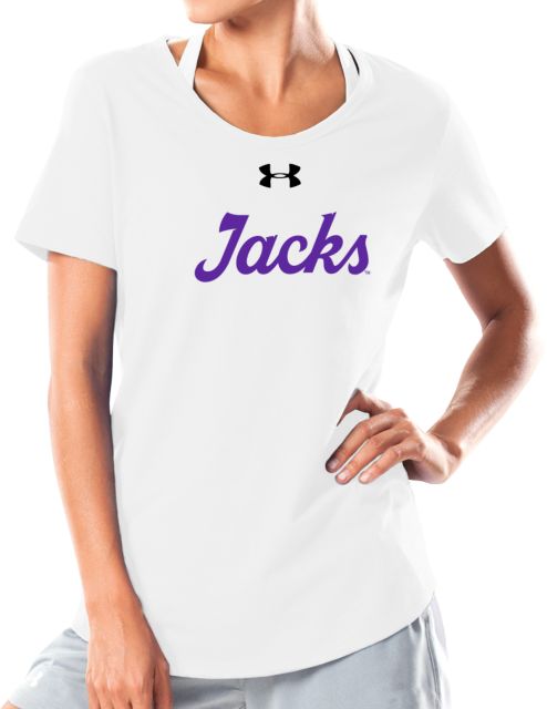 Stephen F Austin Under Armour Womens Charged Cotton Tee UA Script Jacks - ONLINE ONLY