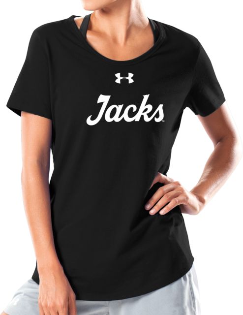Stephen F Austin Under Armour Womens Charged Cotton Tee UA Script Jacks - ONLINE ONLY