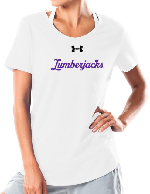 Stephen F Austin Under Armour Womens Charged Cotton Tee UA Script Lumberjacks - ONLINE ONLY