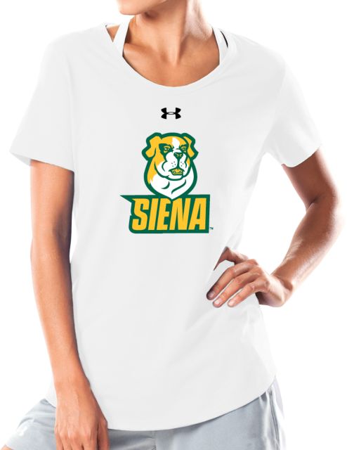 Siena Under Armour Womens Charged Cotton Tee UA - Siena Athletic Mark Vertical - ONLINE ONLY