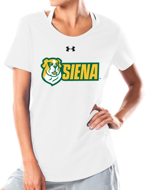 Siena Under Armour Womens Charged Cotton Tee UA - Siena Athletic Mark Horizontal - ONLINE ONLY