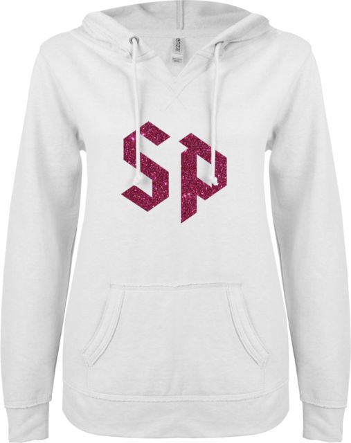 Saint Peters ENZA Ladies V Notch Raw Edge Fleece Hoodie M Glitter - ONLINE ONLY
