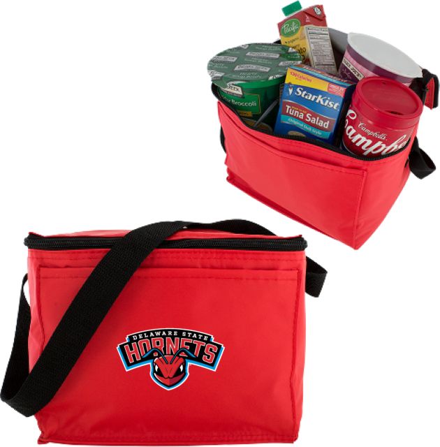 Delaware State Six Pack Cooler Delaware State Hornet Head Wordmark - ONLINE ONLY