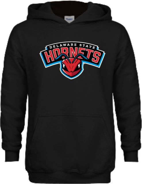 Delaware State Youth Fleece Hoodie Delaware State Hornet Head Wordmark - ONLINE ONLY