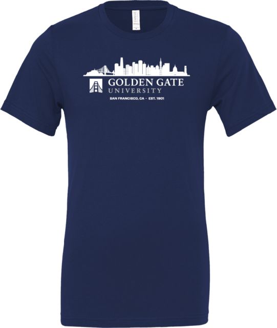 Golden Gate Bella + Canvas Jersey Cotton T Shirt Golden Gate University with San Francisco Skyline - ONLINE ONLY