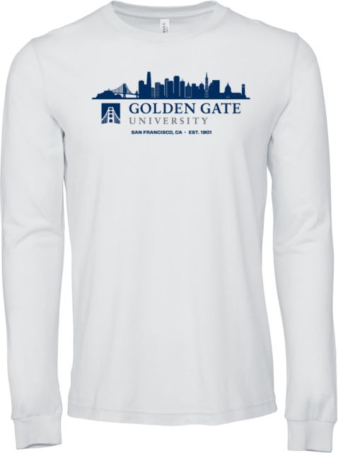 Golden Gate Bella + Canvas Jersey Cotton Long Sleeve T Shirt Golden Gate University with San Francisco Skyline - ONLINE ONLY