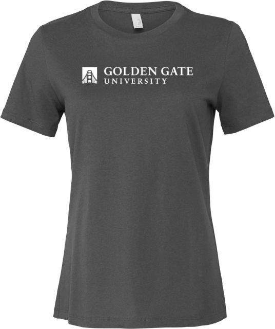 Golden Gate Bella + Canvas Womens Asphalt Relaxed Cotton T Shirt Golden Gate University Stack Left - ONLINE ONLY