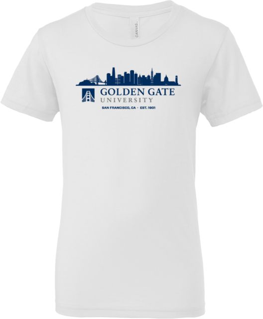 Golden Gate Bella + Canvas Youth Jersey T Shirt Golden Gate University with San Francisco Skyline - ONLINE ONLY