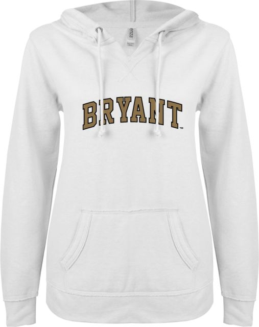 Bryant ENZA Womens V Notch Raw Edge Fleece Hoodie Arched Bryant - ONLINE ONLY