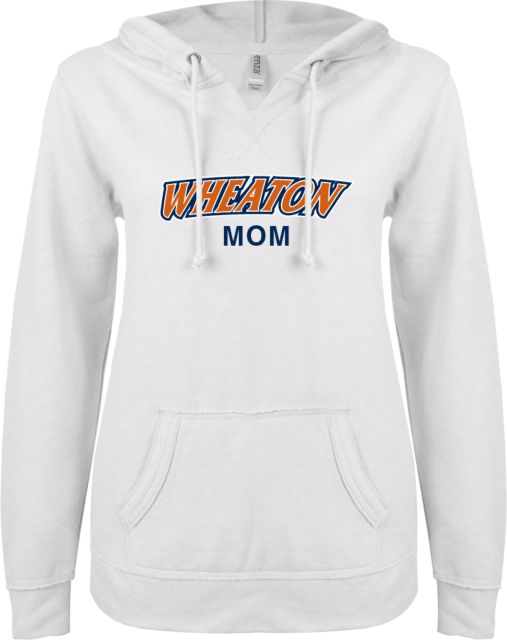 Wheaton College IL ENZA Ladies V Notch Raw Edge Fleece Hoodie Mom - ONLINE ONLY