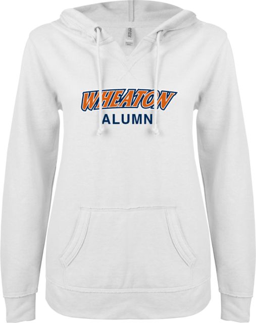 Wheaton College IL ENZA Ladies V Notch Raw Edge Fleece Hoodie Alumni - ONLINE ONLY