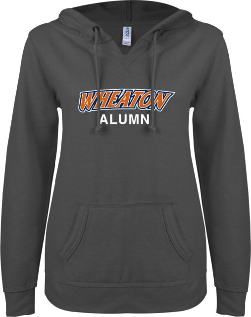 Wheaton College IL ENZA Ladies V Notch Raw Edge Fleece Hoodie Alumni - ONLINE ONLY