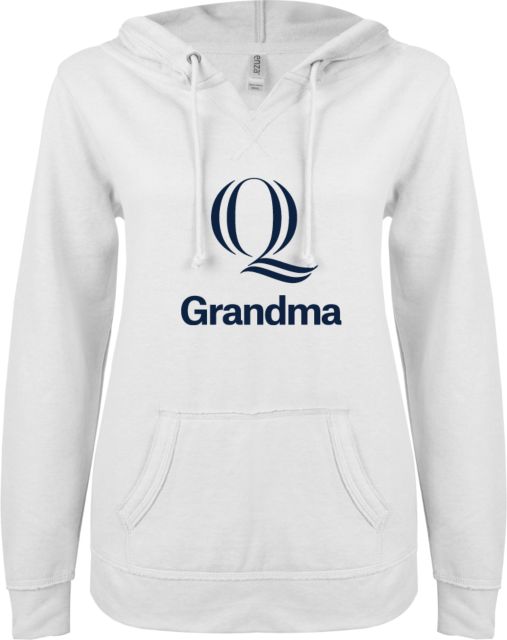 Quinnipiac ENZA Ladies V Notch Raw Edge Fleece Hoodie