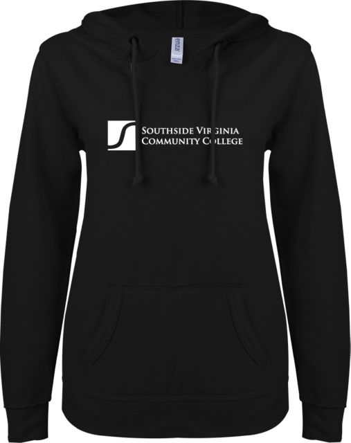 Virginia CC System ENZA Womens V Notch Raw Edge Fleece Hoodie Southside Virginia Community College - ONLINE ONLY