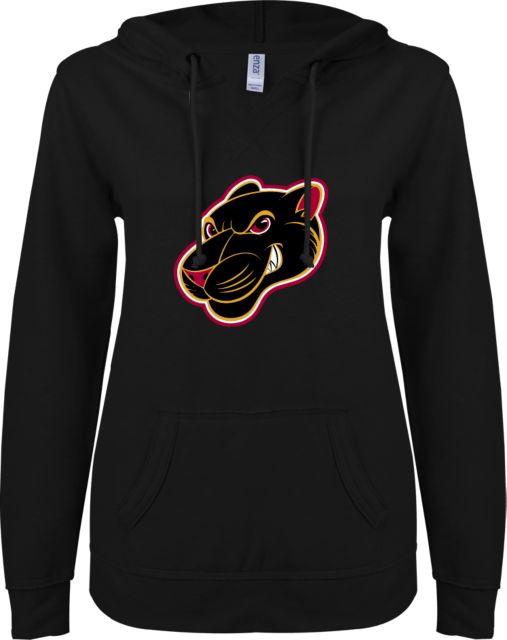Virginia CC System ENZA Womens V Notch Raw Edge Fleece Hoodie Southside Virginia Community College Mascot - ONLINE ONLY