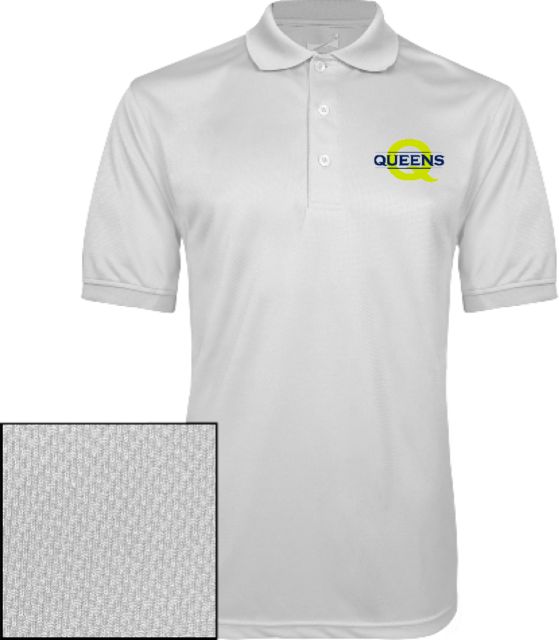 Queens U of Charlotte Dry Mesh Polo Queens Neon Q Wordmark - ONLINE ONLY