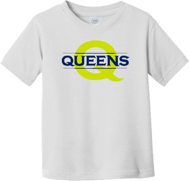 Queens U of Charlotte Toddler T Shirt Queens Neon Q Wordmark - ONLINE ONLY