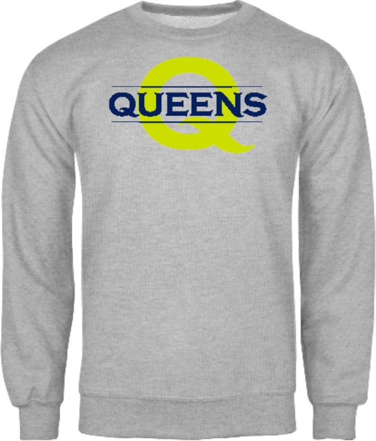 Queens U of Charlotte Fleece Crew Queens Neon Q Wordmark - ONLINE ONLY