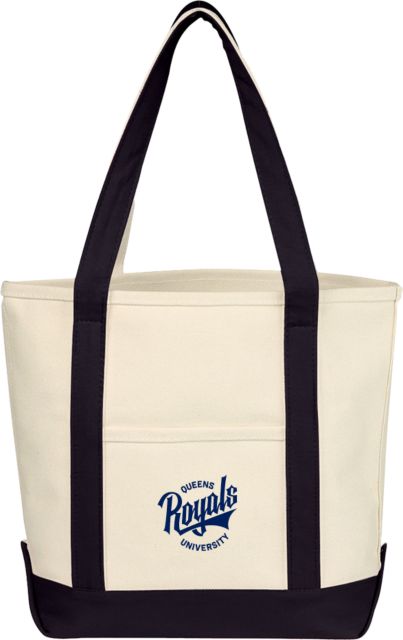 Queens U of Charlotte Cotton Canvas Tote Bag Royals Queens University Wordmark - ONLINE ONLY