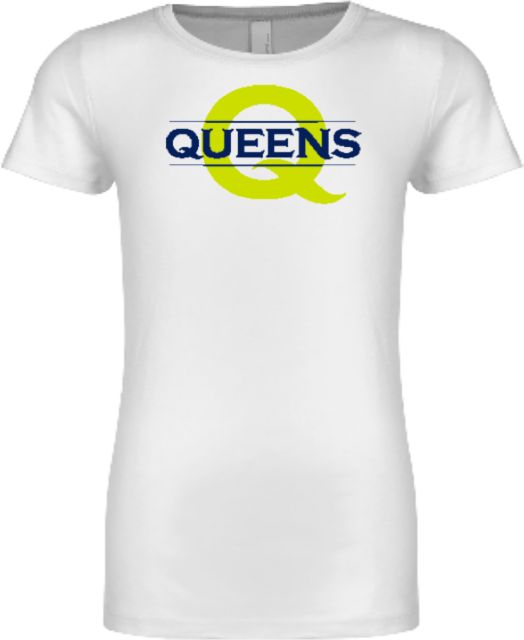 Queens U of Charlotte Next Level Girls Fashion Fit T Shirt Queens Neon Q Wordmark - ONLINE ONLY