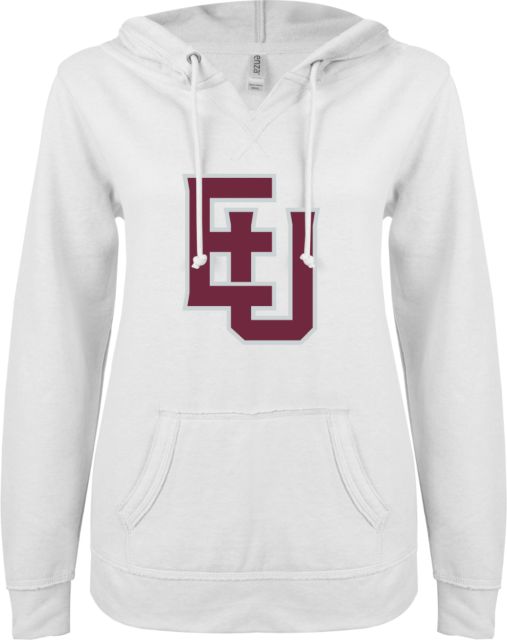 Evangel ENZA Womens V Notch Raw Edge Fleece Hoodie EU Lockup - ONLINE ONLY