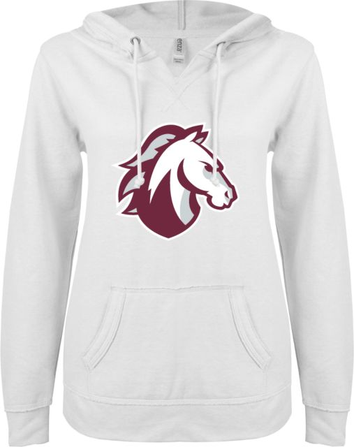 Evangel ENZA Womens V Notch Raw Edge Fleece Hoodie Evangel Valor Horse - ONLINE ONLY