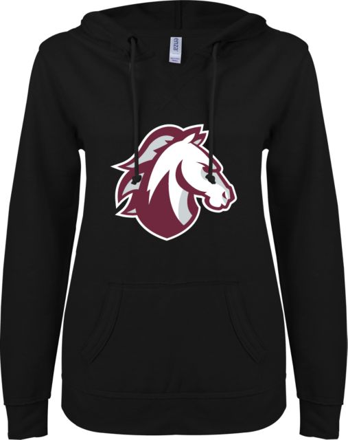 Evangel ENZA Womens V Notch Raw Edge Fleece Hoodie Evangel Valor Horse - ONLINE ONLY