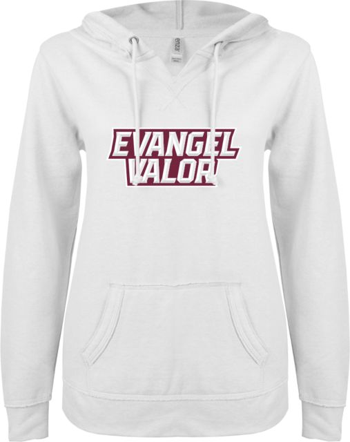 Evangel ENZA Womens V Notch Raw Edge Fleece Hoodie Evangel Valor - ONLINE ONLY