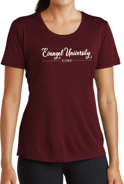 Evangel Womens Performance Short Sleeve Tee Evangel University Script Design - ONLINE ONLY