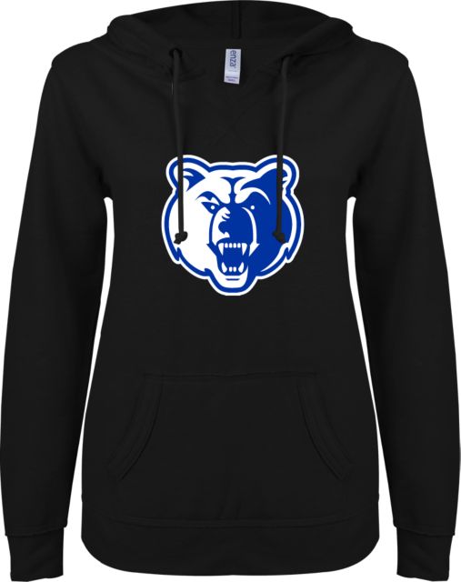 Salt Lake Community ENZA Womens V Notch Raw Edge Fleece Hoodie Bear Head - ONLINE ONLY